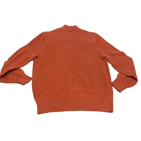 Eddie Bauer Orange 100% Cotton 1/4 Zip Solid Pullover Sweater Men's Size M VTG - Picture 2 of 6